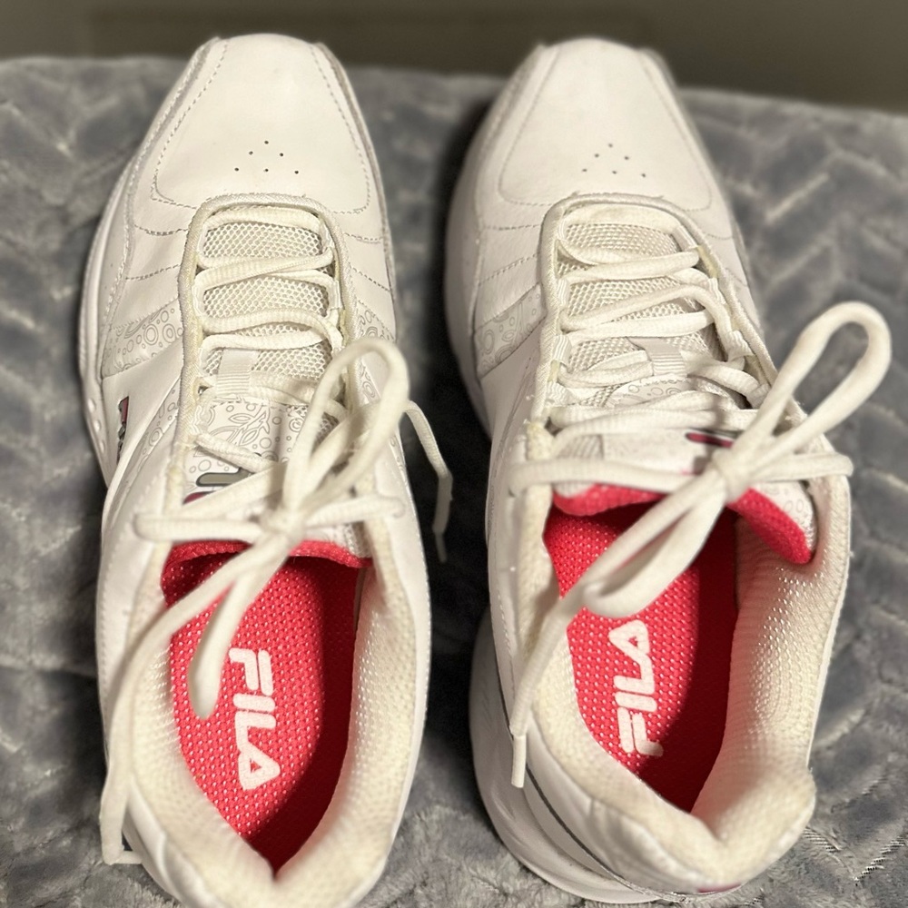 Fila White and Pink Athletic Shoes